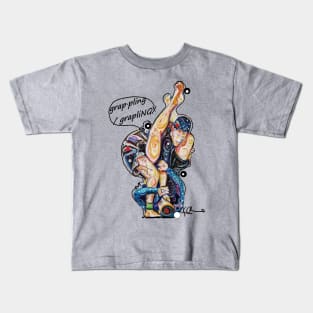 Grappling Game - Jiu Jitsu Art By Kim Dean Kids T-Shirt